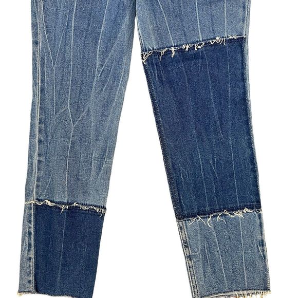 Hollister Jeans Size 23 Curvy High Rise Mom Denim Stretch Colorblock Patchwork - Picture 3 of 14